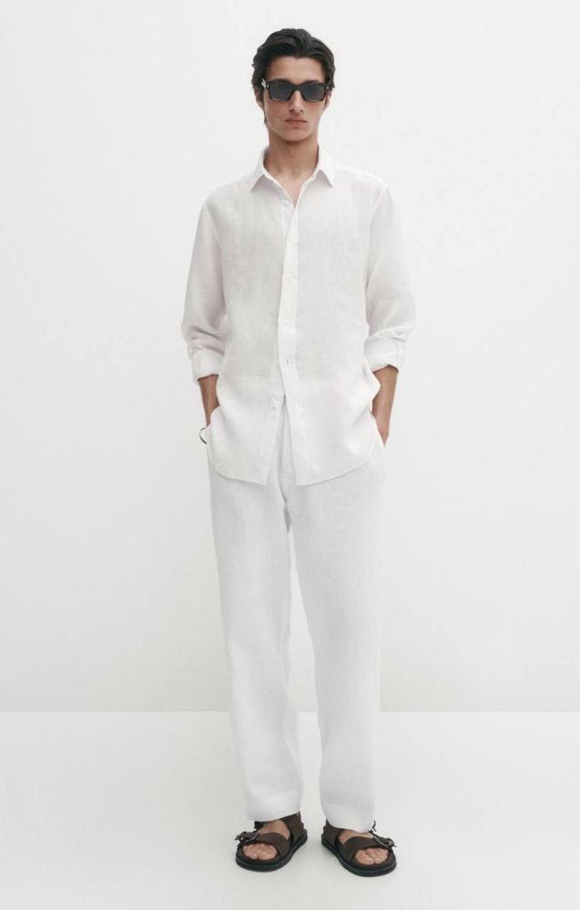 Чоловіча сорочка льон / лен Massimo dutti