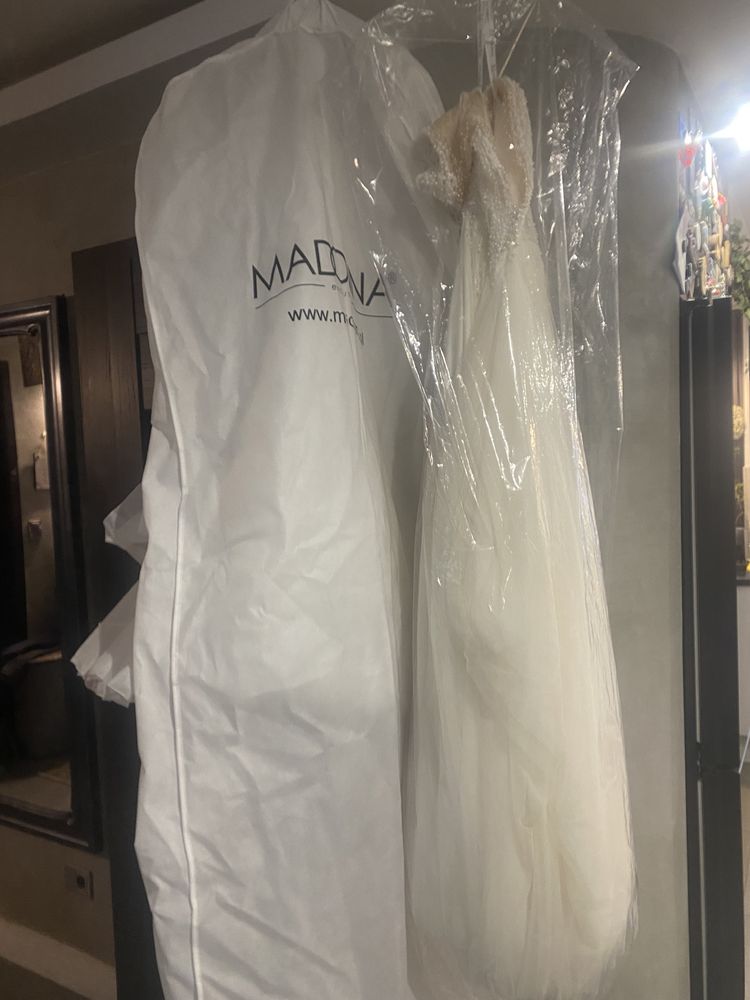 Suknia Ślubna Madonna Sukienka do Ślubu Biała Ivory M 38 Koło Koraliki