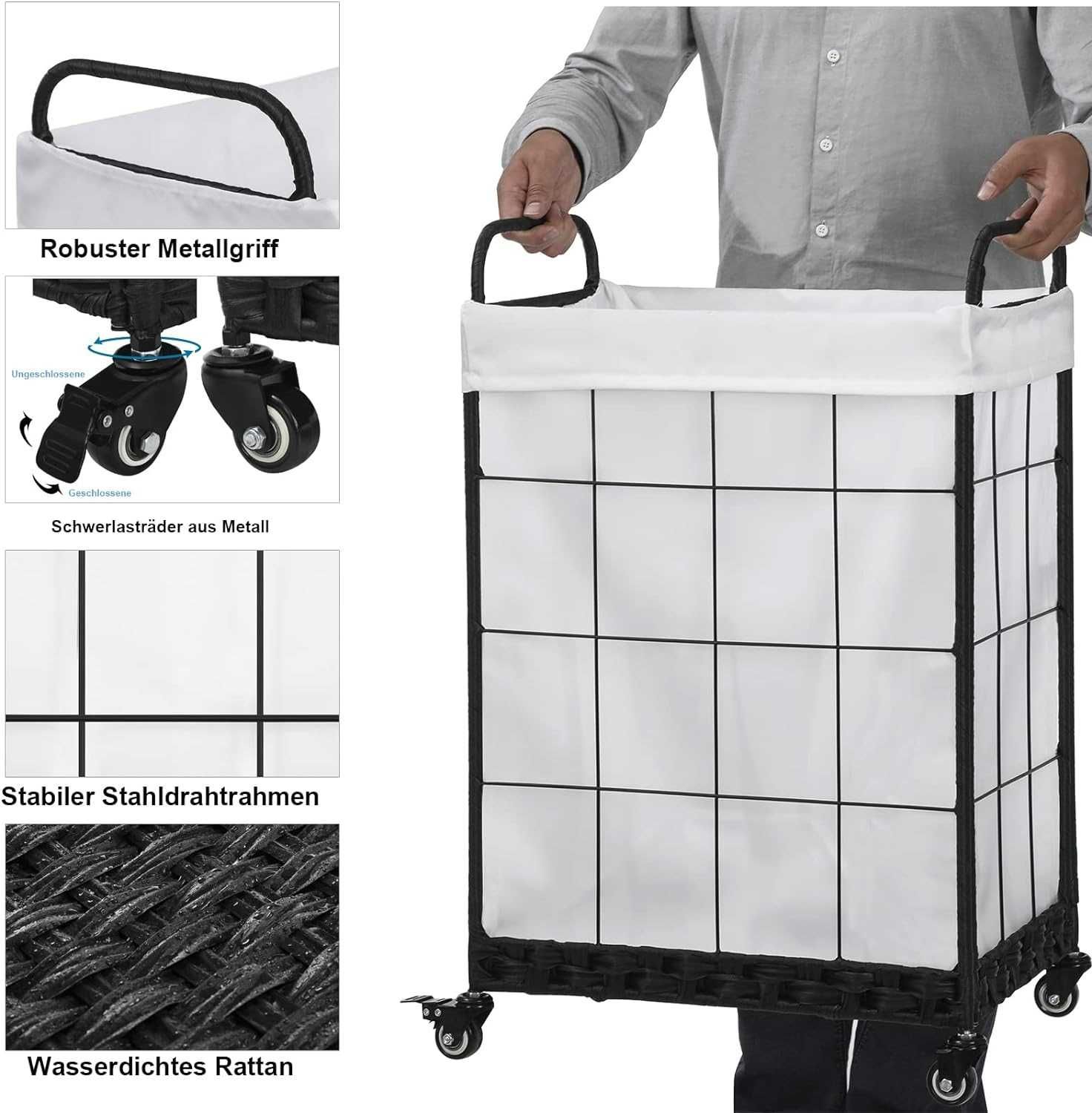 Nowy kosz a pranie/ sorter ubrań / organizer na kółkach / 100L !3802!
