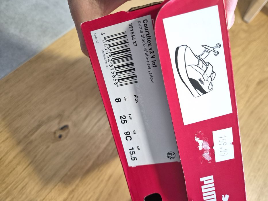 Buty sportowe Puma Courtflex v2 V Inf czarne, 25, nowe, sneakersy