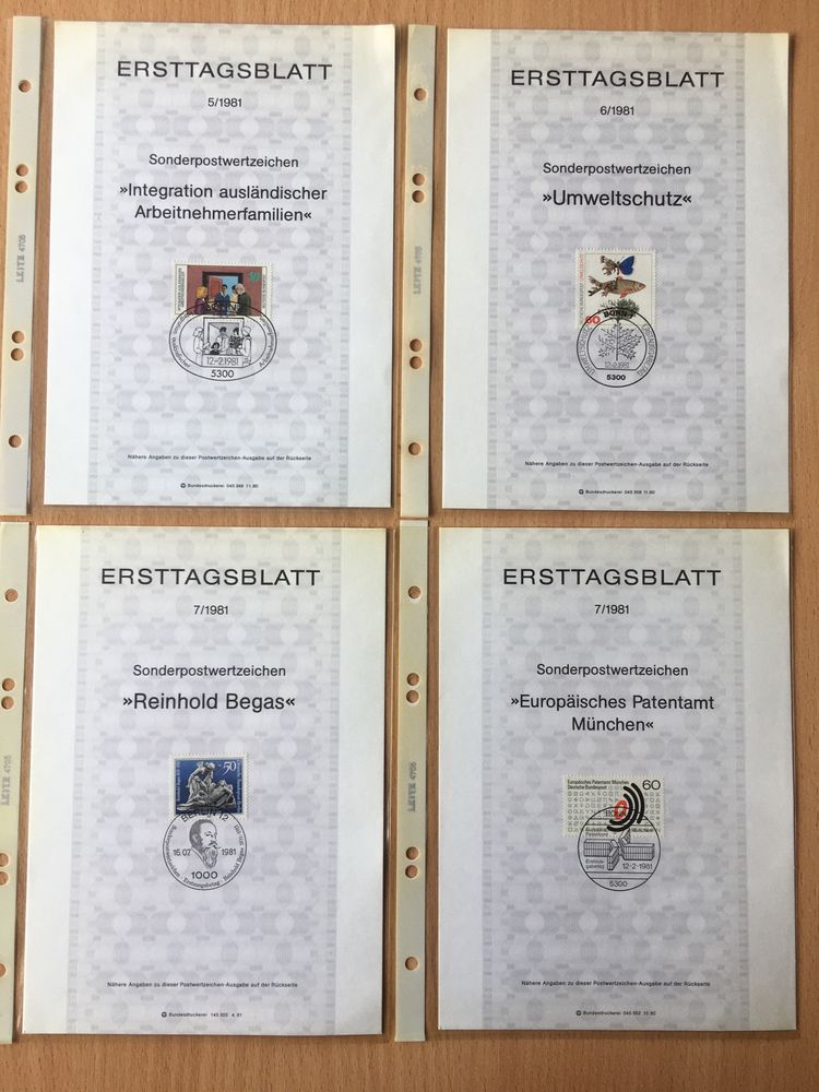 Znaczki RFN lata 80-te - Ersttagsblatty