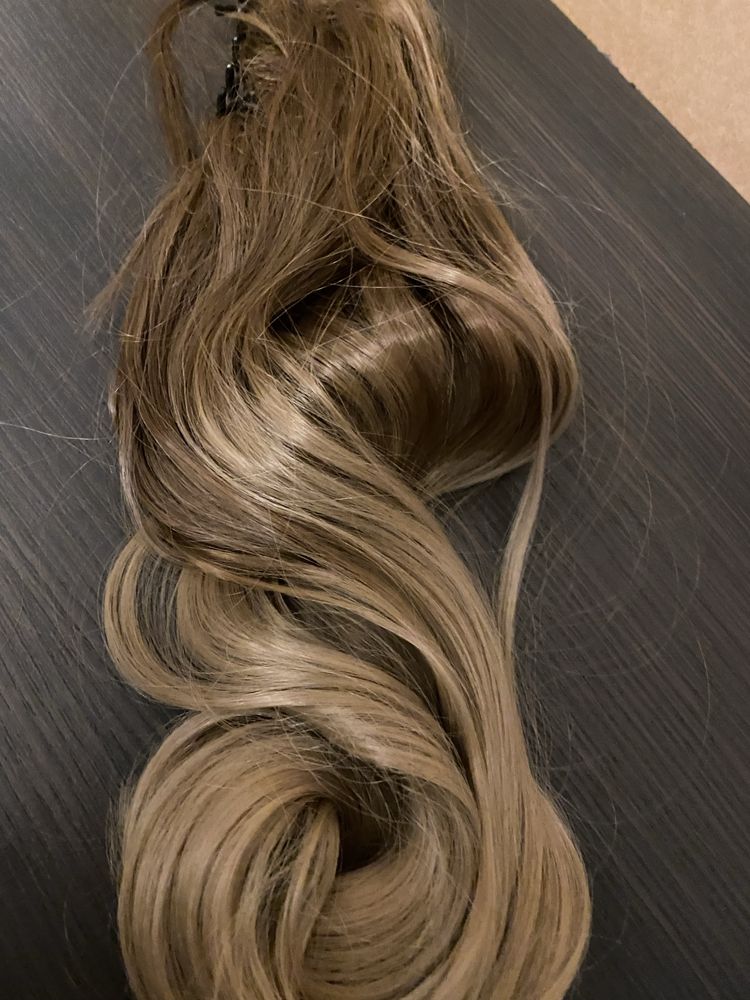 Kitka na klamrze ombre sombre brąz doczep  55 cm włosy syntetyczne