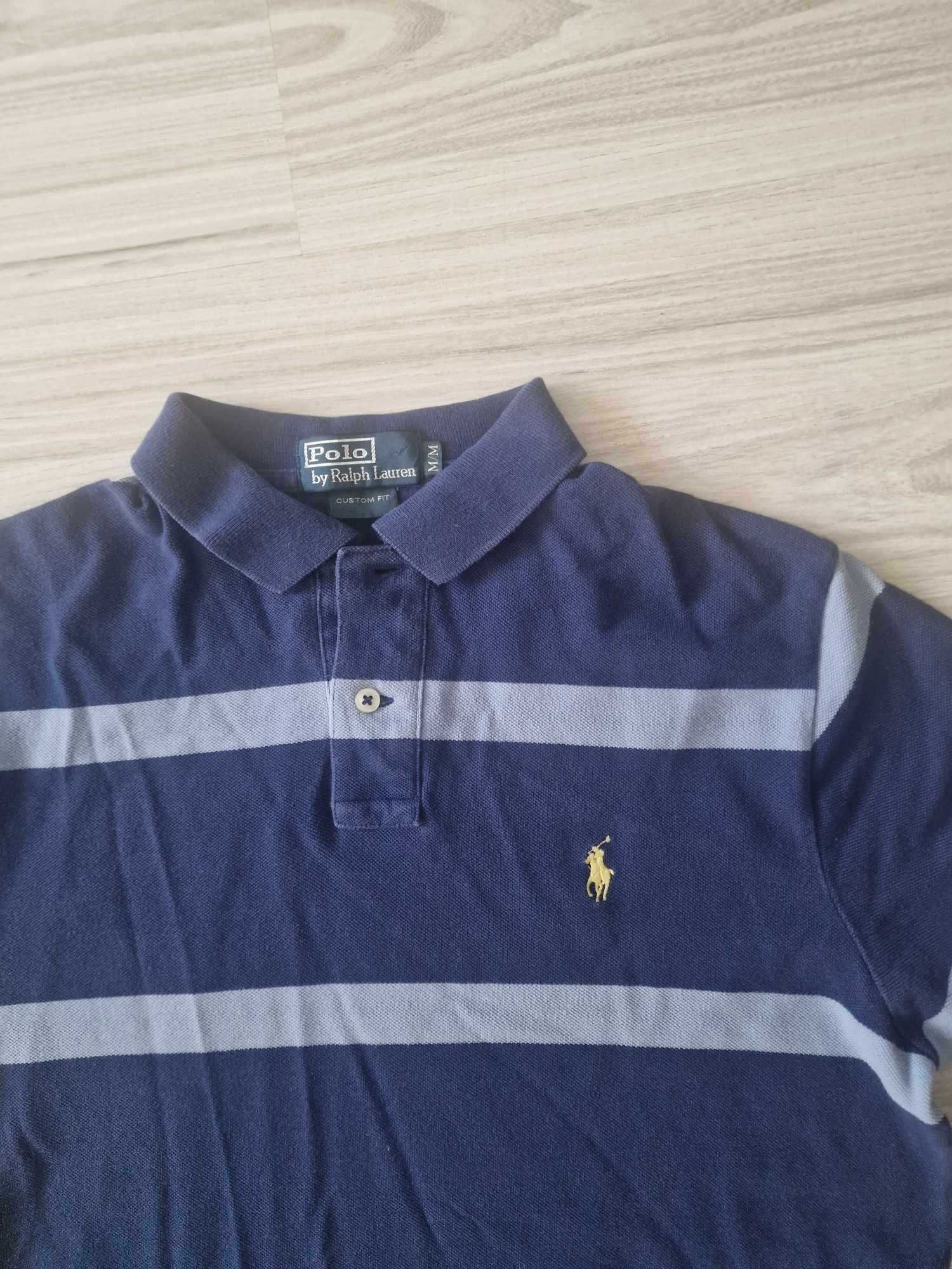 Koszulka męska Polo Ralph Lauren, roz. M, Custom Fit,  granat, bdb