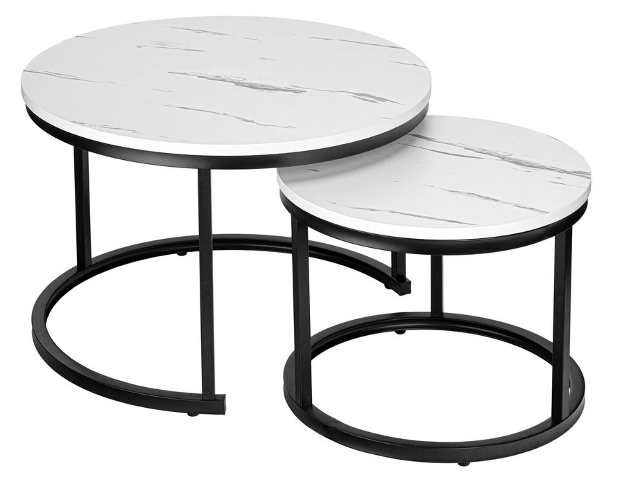 Zestaw stolików loftowych GALEN BIAŁY MARMUR