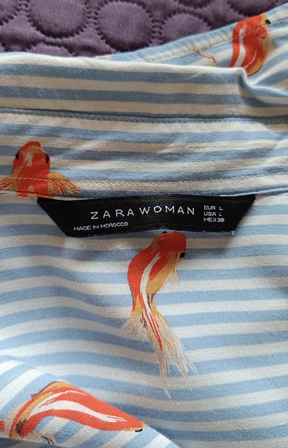 Zara Woman koszula długa damska L XL biust 70x2 oversize paski rybki