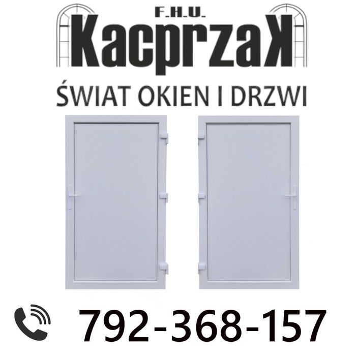 Drzwi PCV Zewnętrzne 105x210 Pełne, Białe, Nowe, KACPRZAK Lider OLX