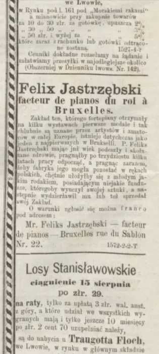 Pianino XIX wiek Felix Jastrzębski