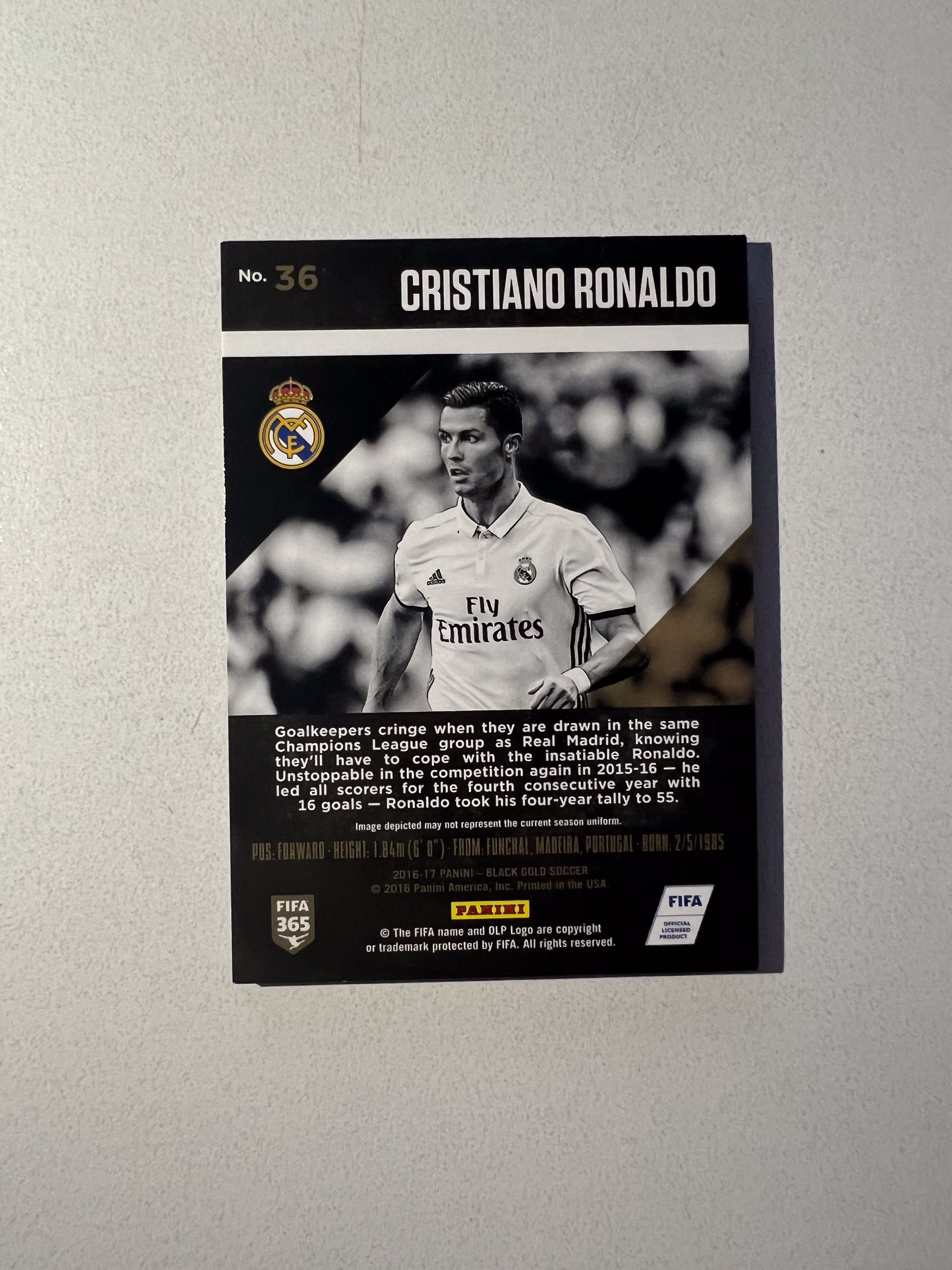 Carta Cristiano Ronaldo Panini 2016 RARA