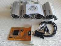 KIT 4 cameras sistema video vigilancia CCTV CFTV placa PCI DVR H.264