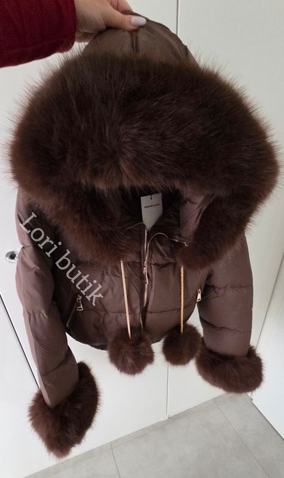 Najnowszy model softy bomberka mega futro obszycie pompony lis jenot
