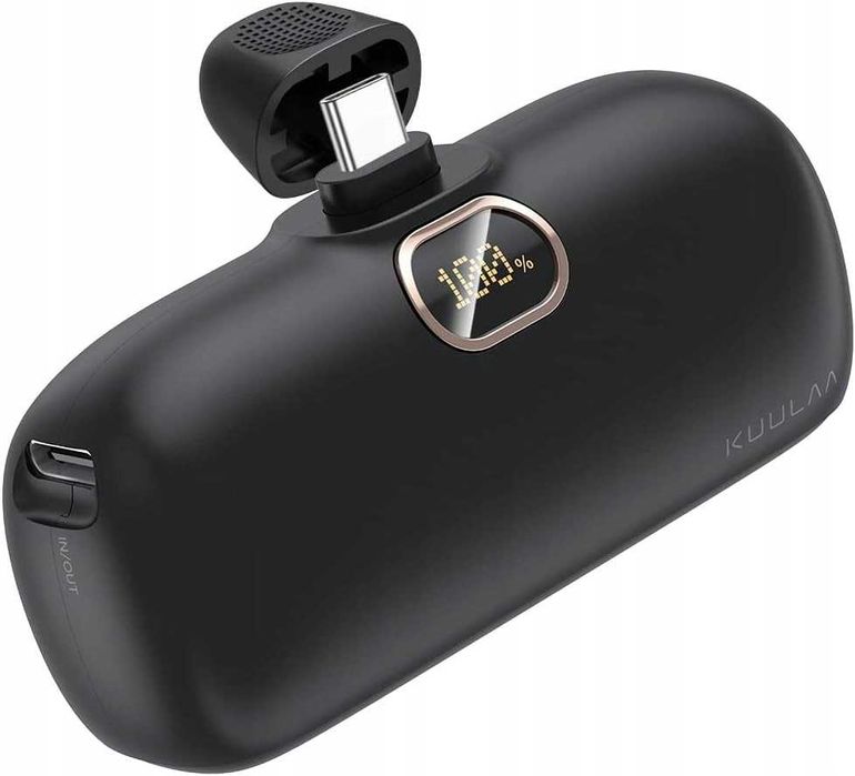 Mini powerbank typu C 5000mAh kompaktowe i szybkie ładowanie CZARNY