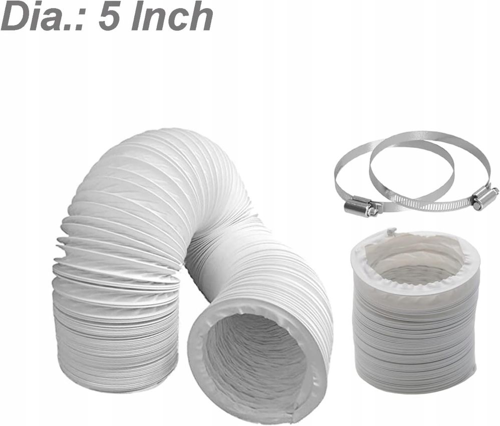 Elastyczna Rura 2,5 m PCW Ø 127 mm do Powietrza Wylotowego Uniwersalna