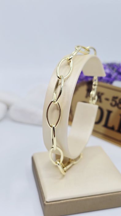 Złota bransoletka splot ankier duże ogniwa próba 585 14k