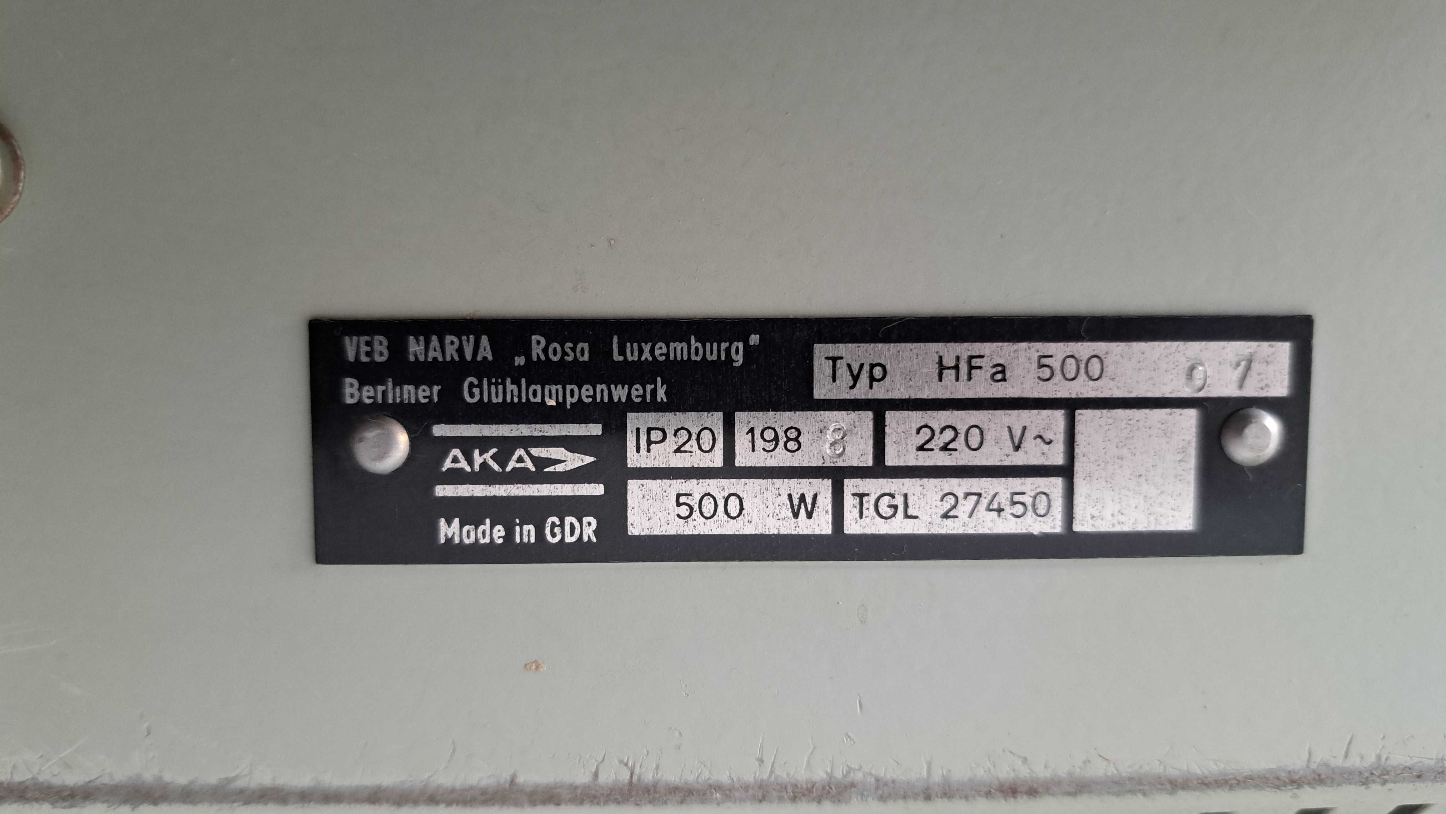 Lampa produkcji NRD NARVA