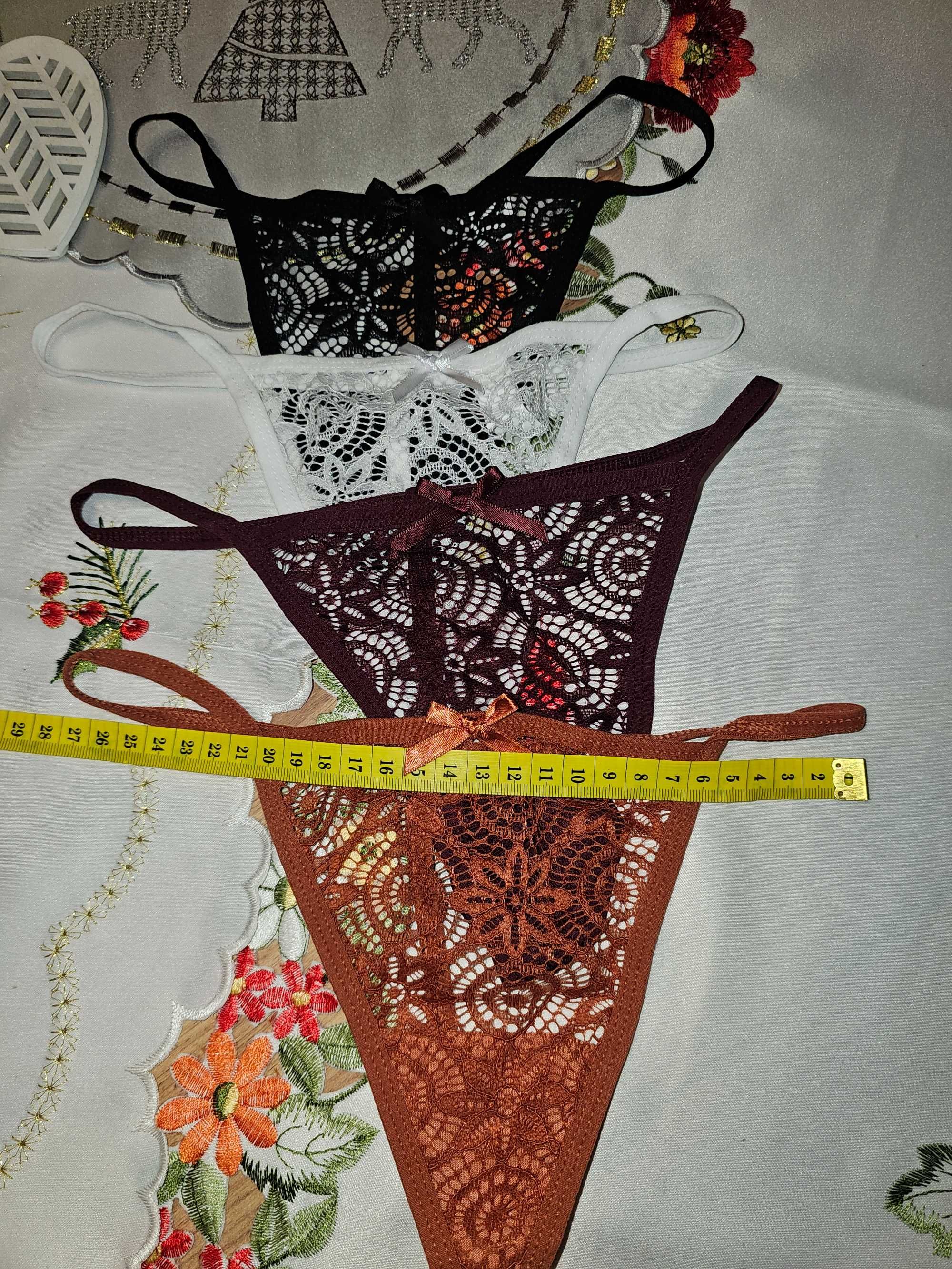 Majtki damskie stringi koronkowe M