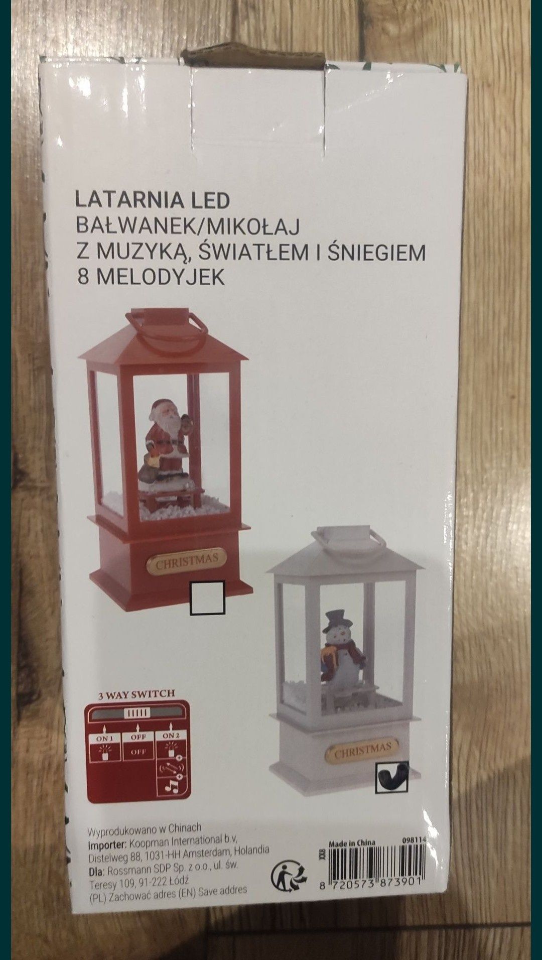 Latarnia LED z muzyką światłem i śniegiem Bałwanek bałwan Eloy nowa