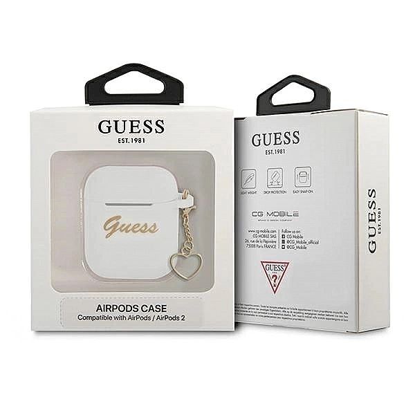 Etui Guess Silicone Charm Heart Collection na AirPods 1/2 - białe