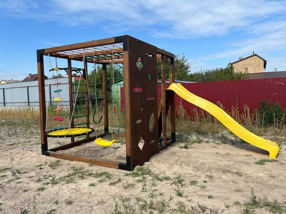 Дитячий майданчик з дерева для вулиці Куб | Ігровий комплекс під ключ