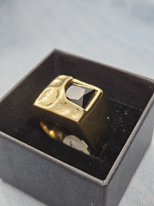 Sygnet pierścionek z czarnym kamieniem rozm 9 Vezzi