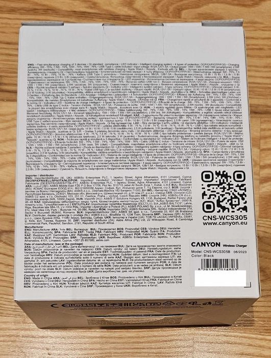 CANYON Ładowarka indukcyjna WS-305 15W 3 w 1 Czarna