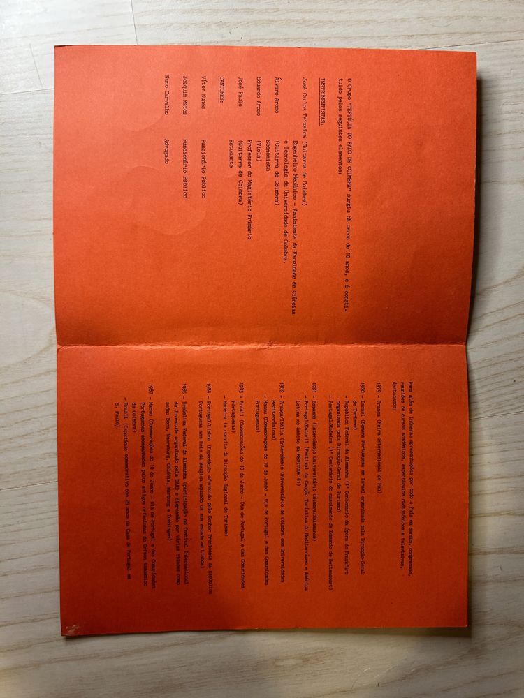 Programa Fado de Coimbra 1989
