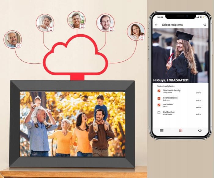 Fotoramka cyfrowa Frameo 10,1" IPS łączność z aplikacją WIFI BT 32Gb