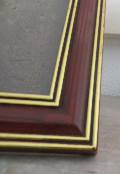 Moldura Madeira Exótica de Jalobá orlada a ouro velho e vidro 13X18 cm