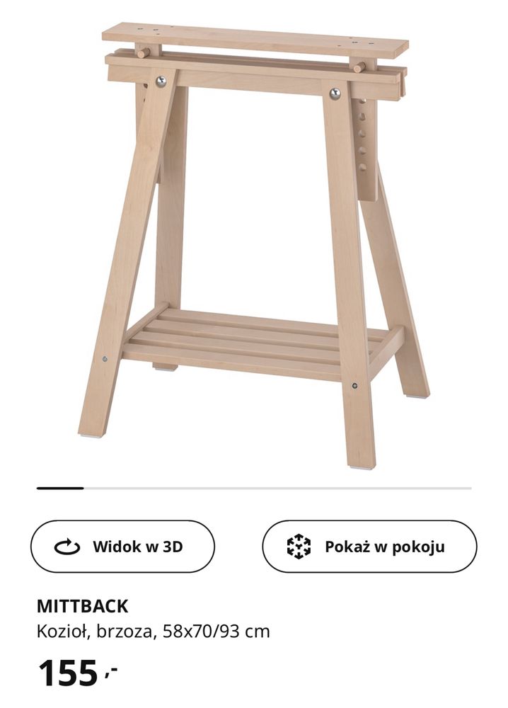 Ikea biurko  2 x kozioł mittbag + biały blat 100 cm