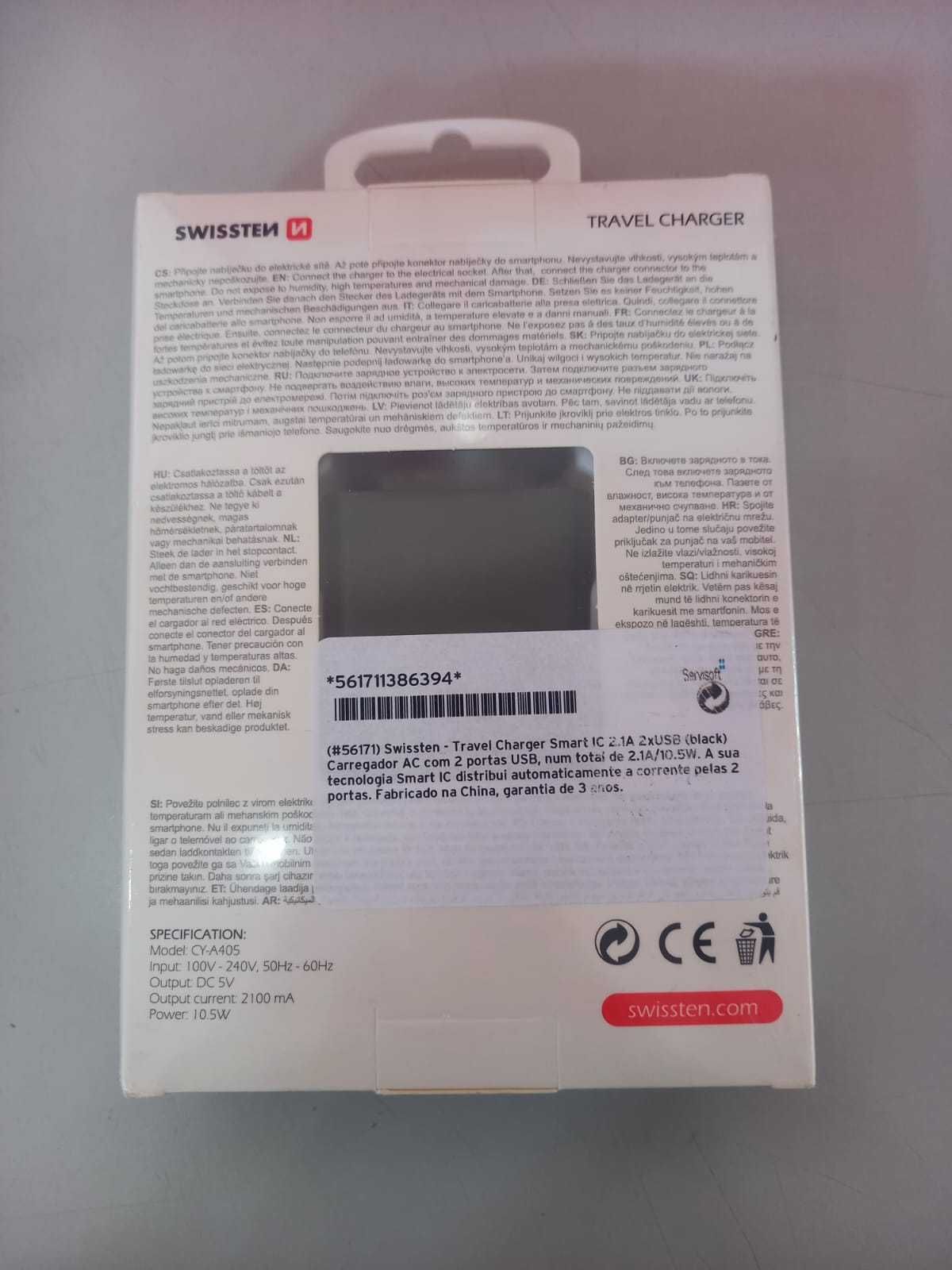 Carregador Swissten 2xUSB - Novo