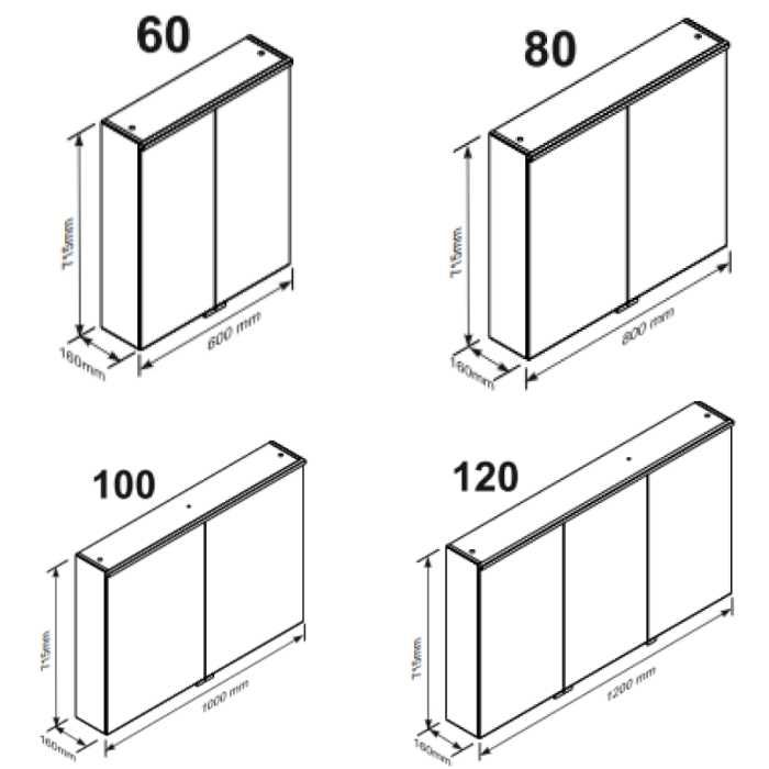 Szafka lustrzana ORiSTO GEO (do wyboru: 60/80/100/120cm)