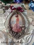 Dekoracja medalion shabby chic Prowansja vintage decoupage kwiaty r