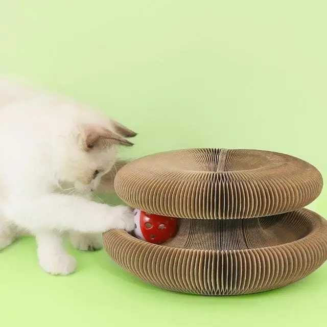 Картонная когтеточка-Игрушка для кошек и котят с мячиком