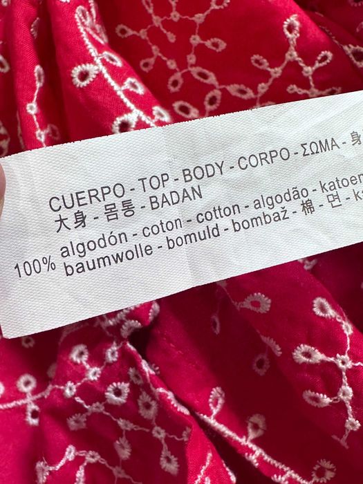 Zara czerwona haftowana sukienka haft boho bohemian rękaw 3/4 XS