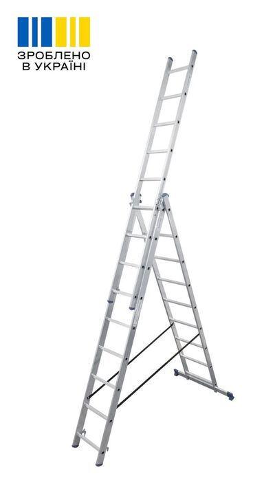 12)) ПРОДАЮ Алюмінієву трисекційну драбину 3×9 сходинок