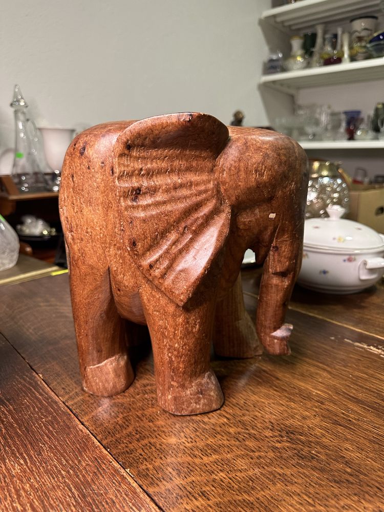 Figurka rzeźba drewniana słoń taboret kwietnik dekoracja 51