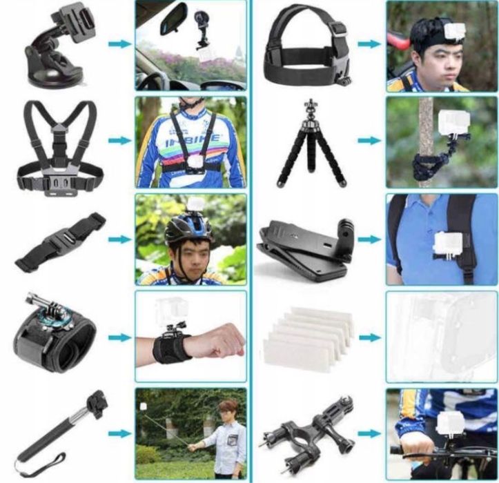 Zestaw uchwytów i mocowań do gopro