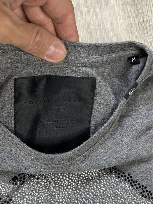 Philipp Plein футболка M размер спортивная серая с принтом оригинал