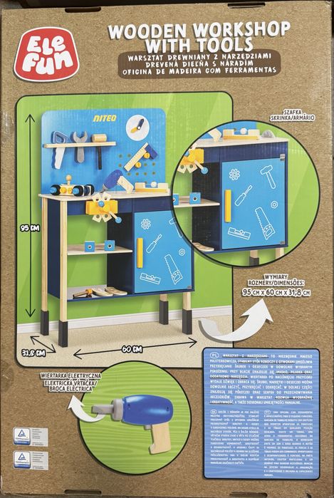 Prezent Warsztat drewniany dla chlopca nowy oryginalnie zapkaowany