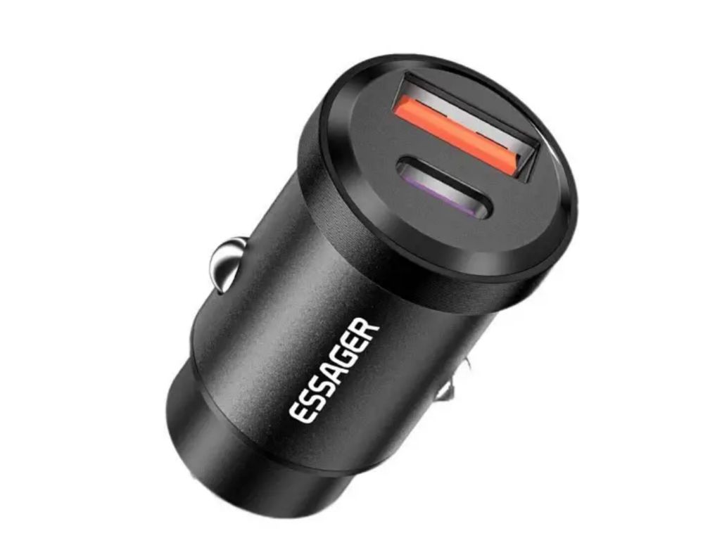 Автомобільний зарядний пристрій Essager ES-CC07 30W USB+Type-C black