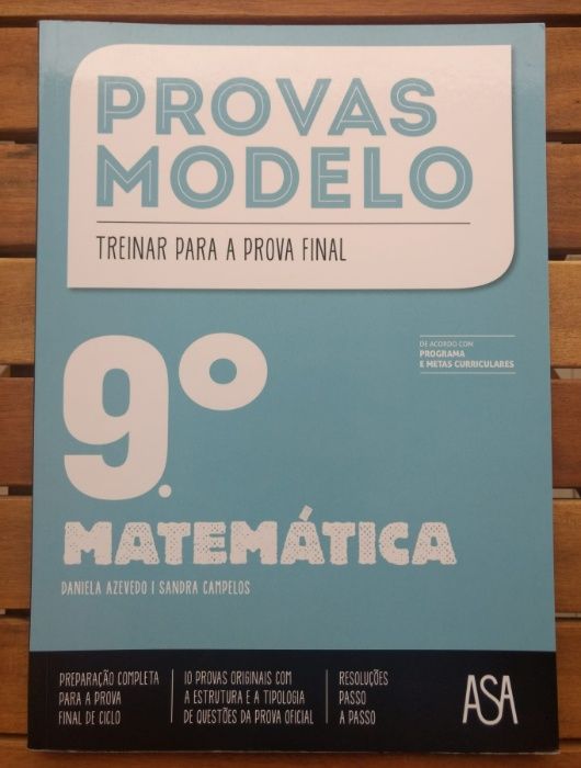 "Provas Modelo 9º Ano Matemática 2016" ASA - Ótimo Estado/Preenchido