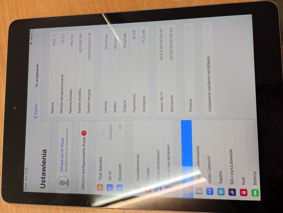 Tablet Apple IPad AIR 16GB Komis Madej Tarnów