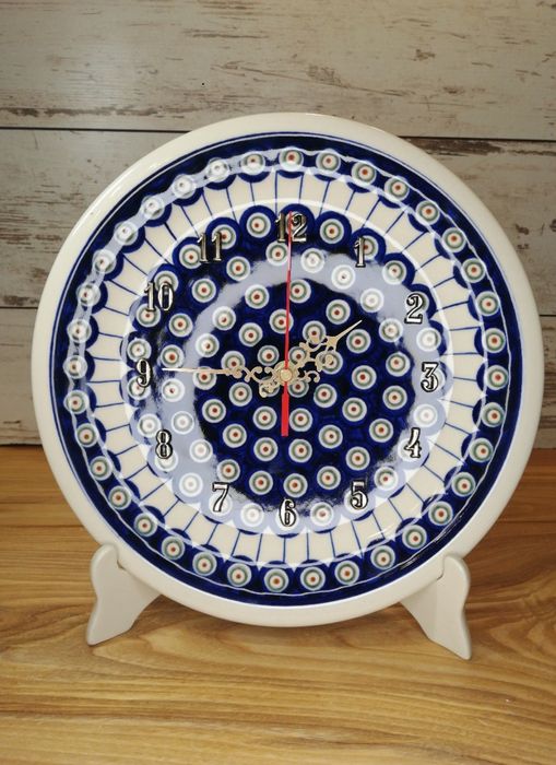 Zegar ścienny cichy ceramiczny 27,5 cm ceramika Bolesławiec Z.C.B.