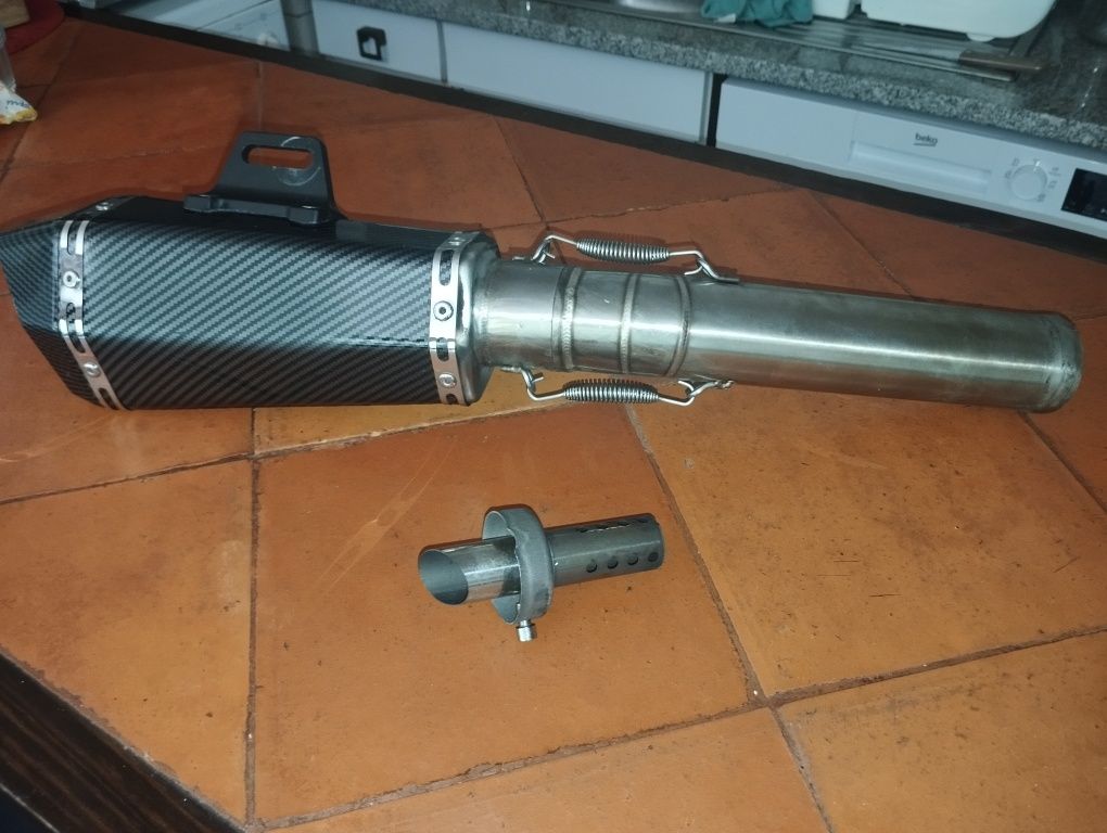 Escape ponteira moto com união em inox com dB killer