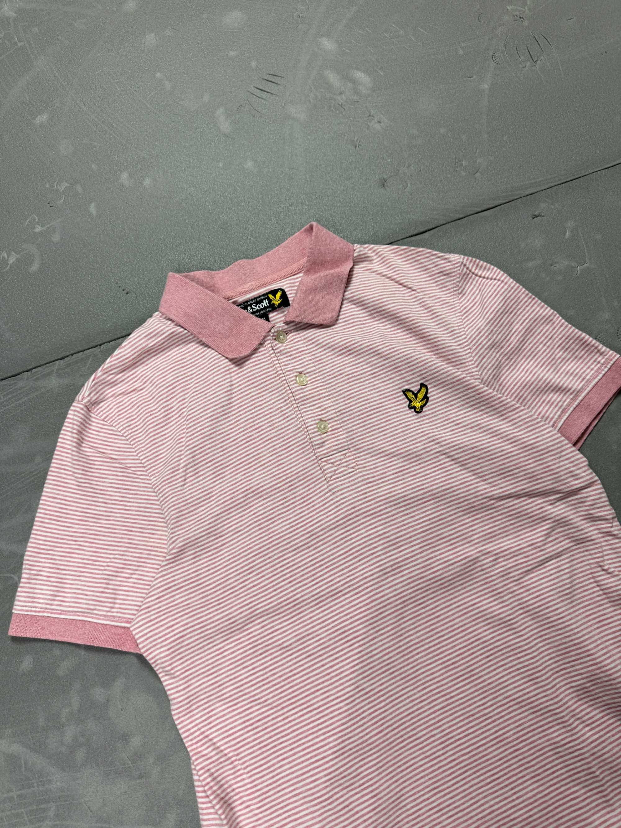 Lyle & Scott koszulka polo z haftem w paski (M) 90s 80s y2k polówka