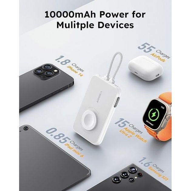 Повербанк VEGER V1171 10000 мАг 20W PD Fast Charging White (R3450)