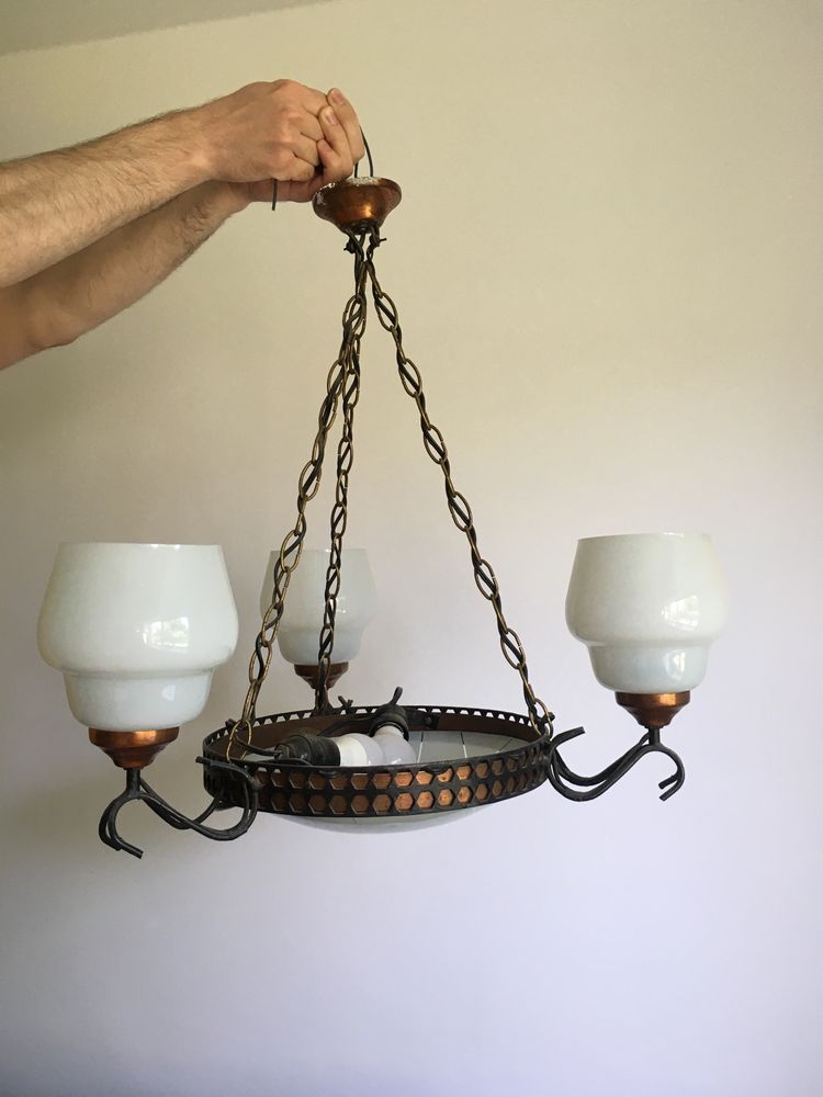 Żyrandol, lampa sufitowa Vintage, PRL