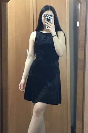 Плаття чорне велюрове, сукня без рукавів
