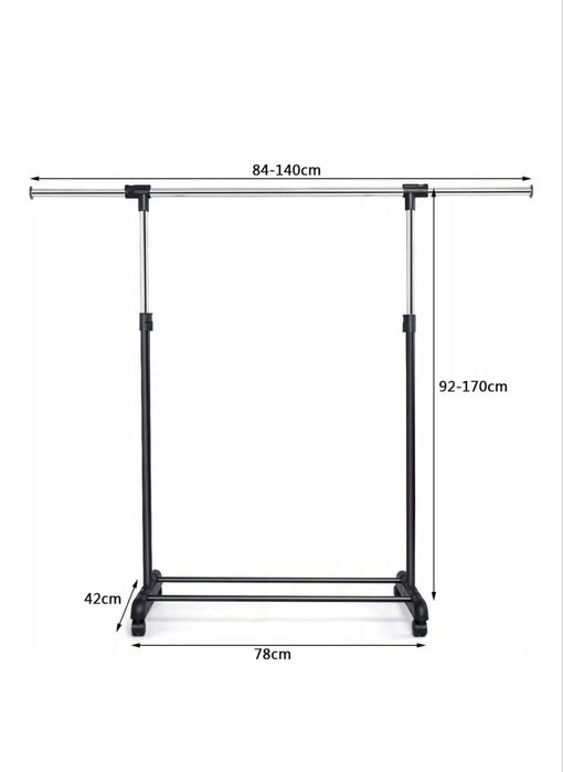 Metalowy wieszak na ubrania Stojak szafa drążek