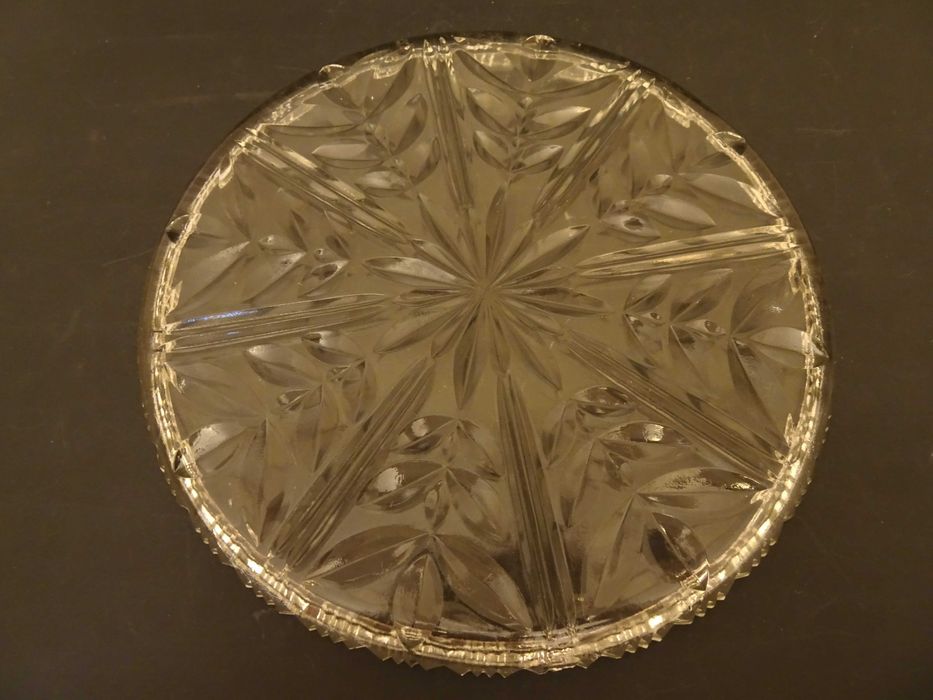 Kryształowy talerz, patera, tortownica, kryształ prl, vintage