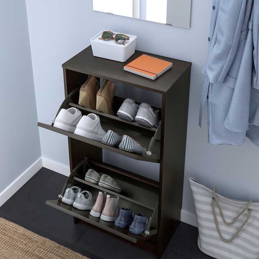 BISSA Szafka na buty 2 przegrody   czarnybrąz 49x28x93 IKEA NOWA  !!